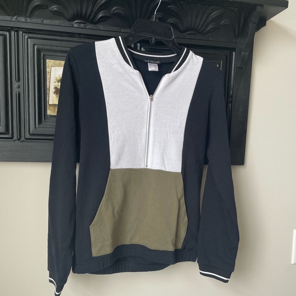 Venus Womens pullover half zip color block sweatshirt